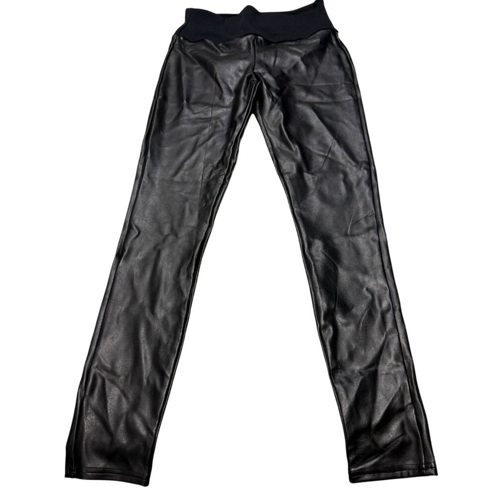 ASSETS by SPANX Black Faux Leather Leggings Size M